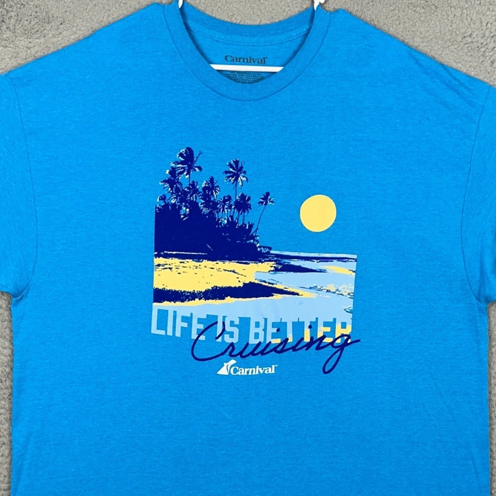 Carnival T-Shirt Mens 2XL Blue Life Is Better Cruising Graphic Tee Short Sleeve